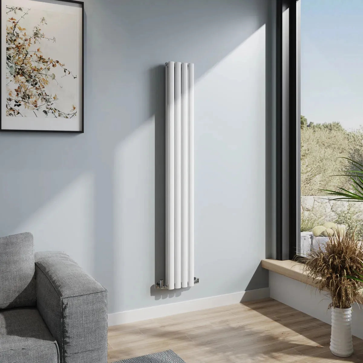 Cuneo - Modern vertical oval tube radiator white