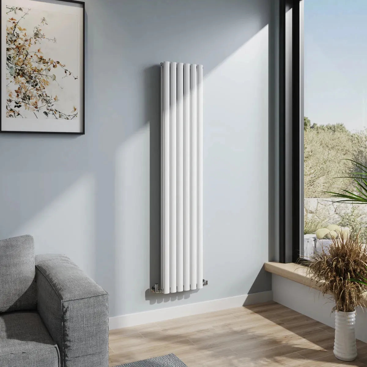 Cuneo - Modern vertical oval tube radiator white