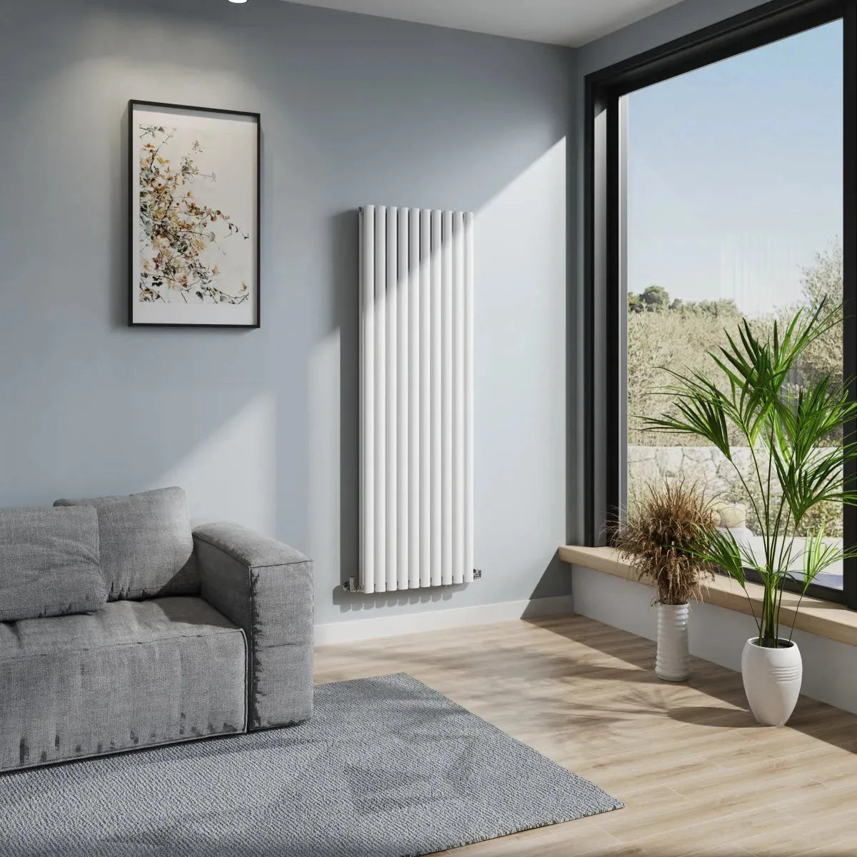 Cuneo - Modern vertical oval tube radiator white