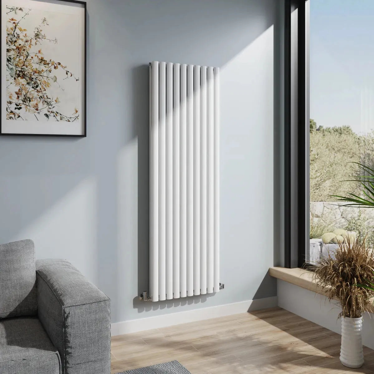 Cuneo - Modern vertical oval tube radiator white