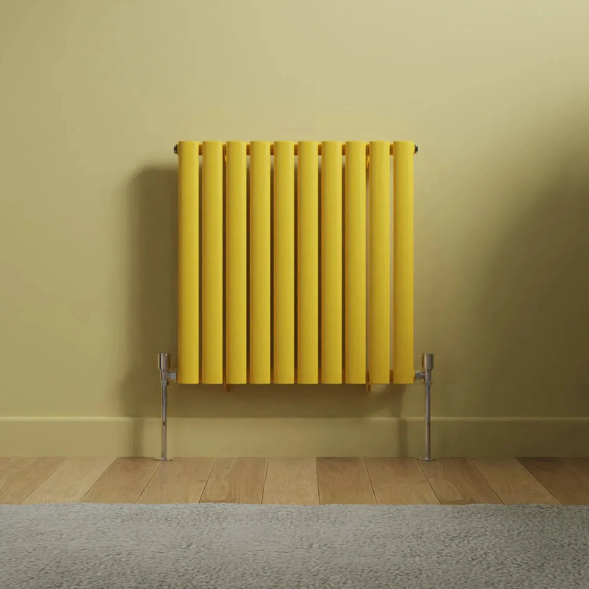 Cuneo - Modern horizontal oval tube radiator zinc yellow