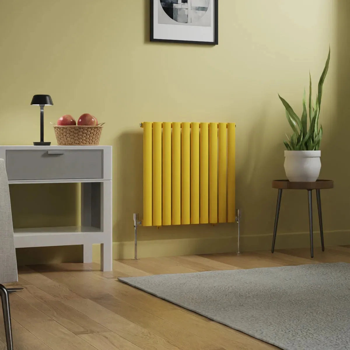 Cuneo - Modern horizontal oval tube radiator zinc yellow