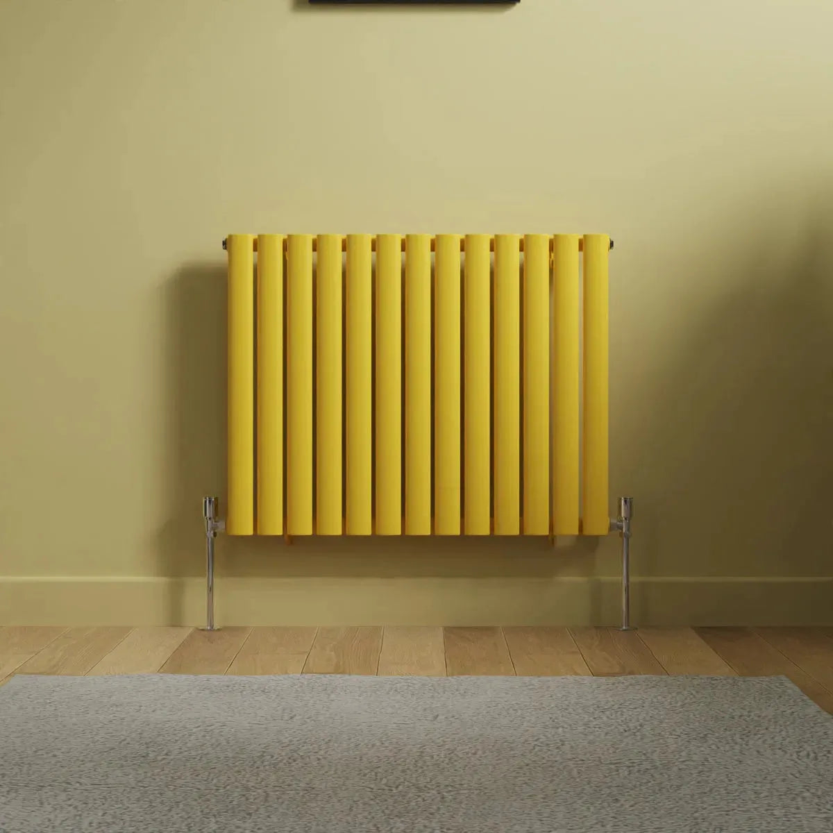 Cuneo - Modern horizontal oval tube radiator zinc yellow