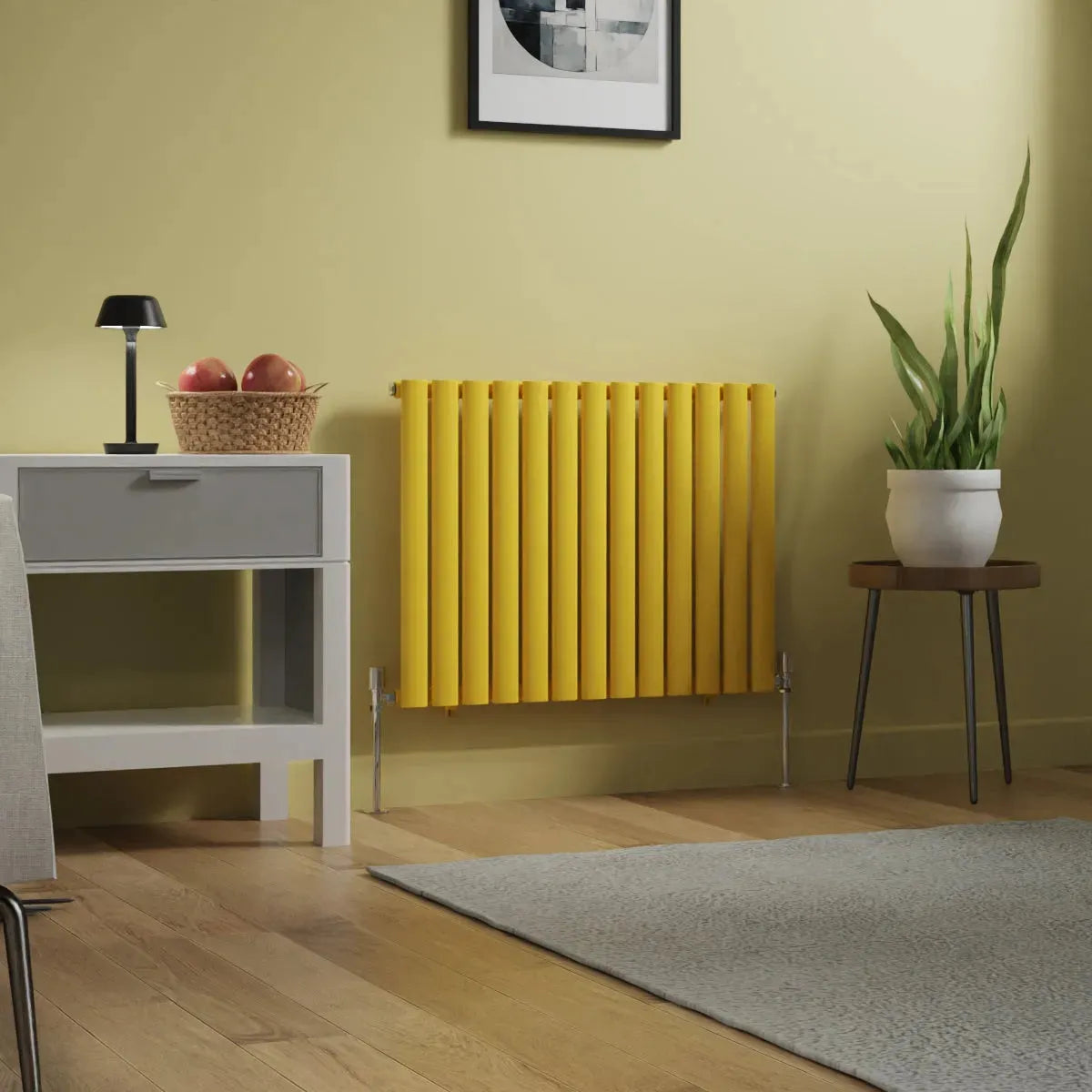 Cuneo - Modern horizontal oval tube radiator zinc yellow