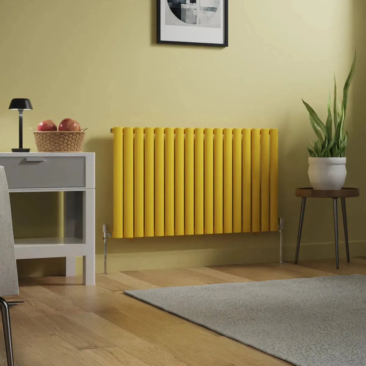 Cuneo - Modern horizontal oval tube radiator zinc yellow