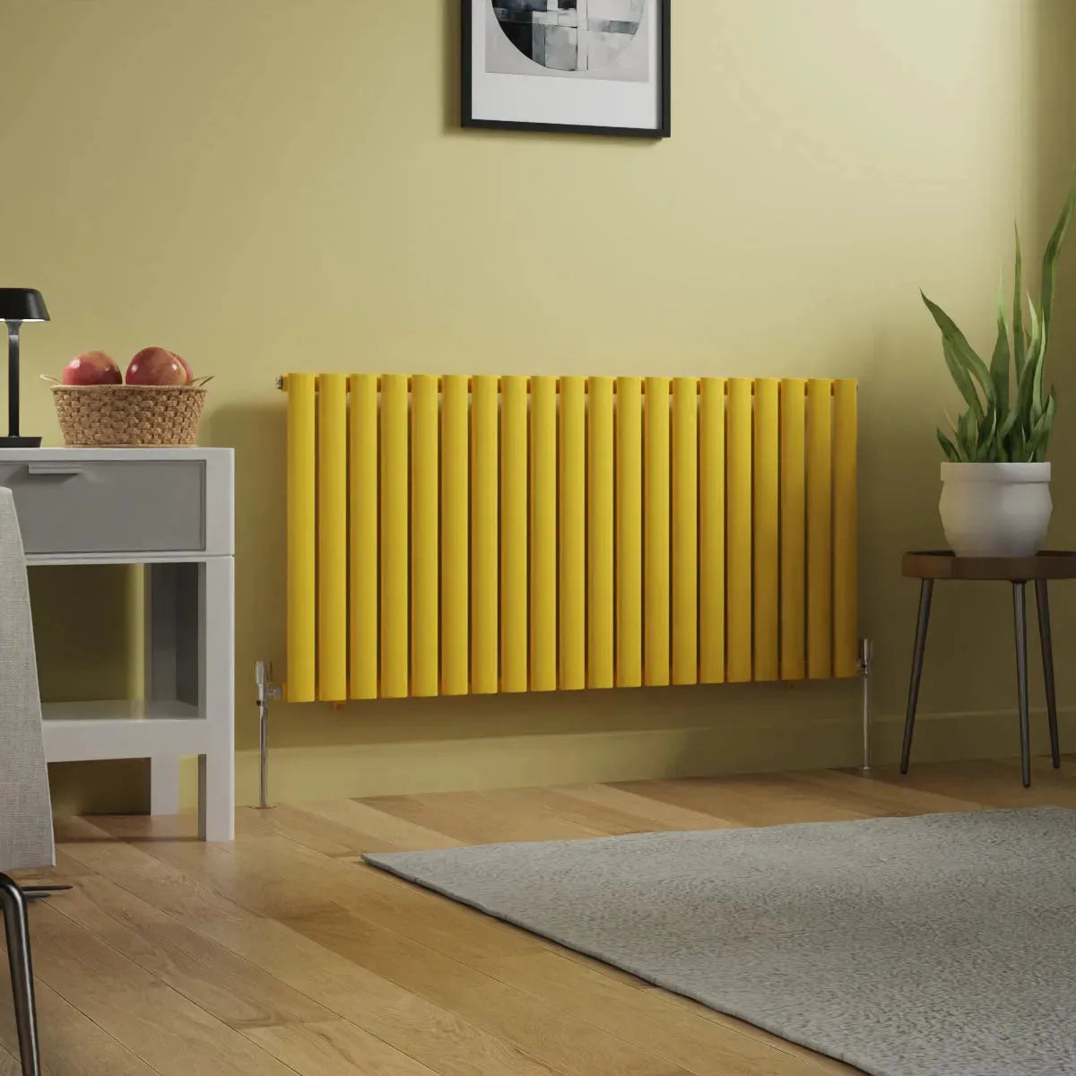 Cuneo - Modern horizontal oval tube radiator zinc yellow