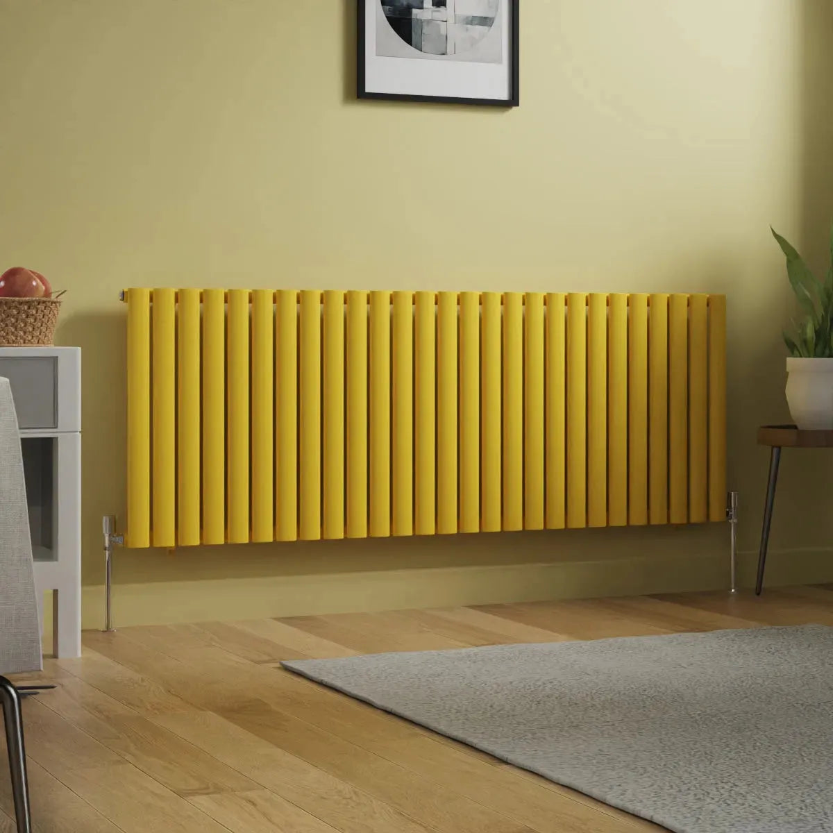 Cuneo - Modern horizontal oval tube radiator zinc yellow