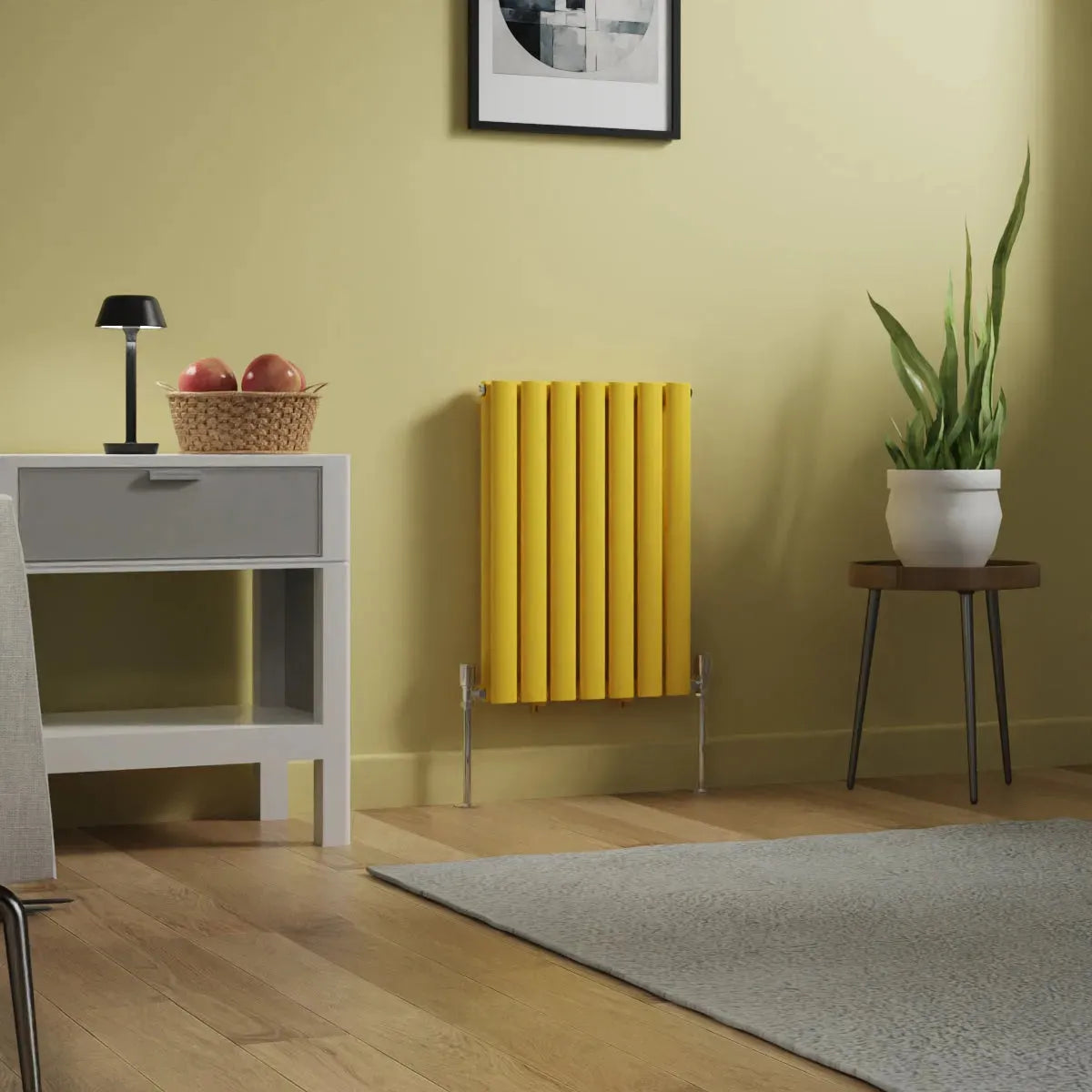 Cuneo - Modern horizontal oval tube radiator zinc yellow