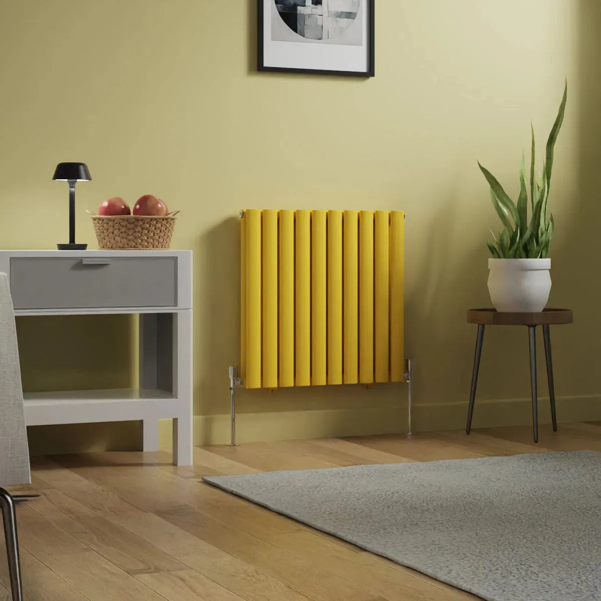 Cuneo - Modern horizontal oval tube radiator zinc yellow