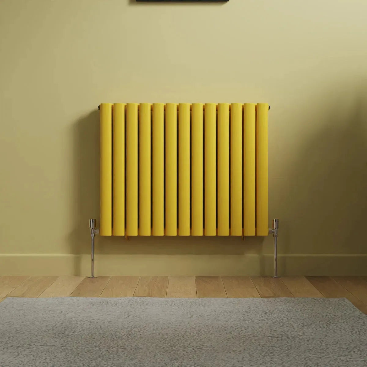 Cuneo - Modern horizontal oval tube radiator zinc yellow