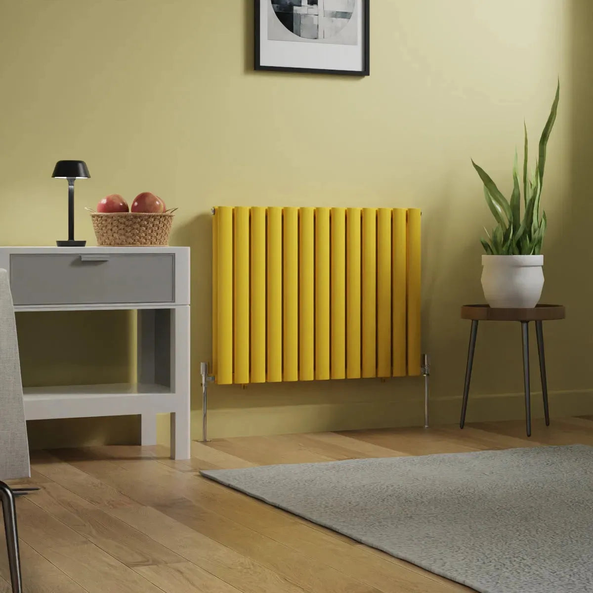 Cuneo - Modern horizontal oval tube radiator zinc yellow