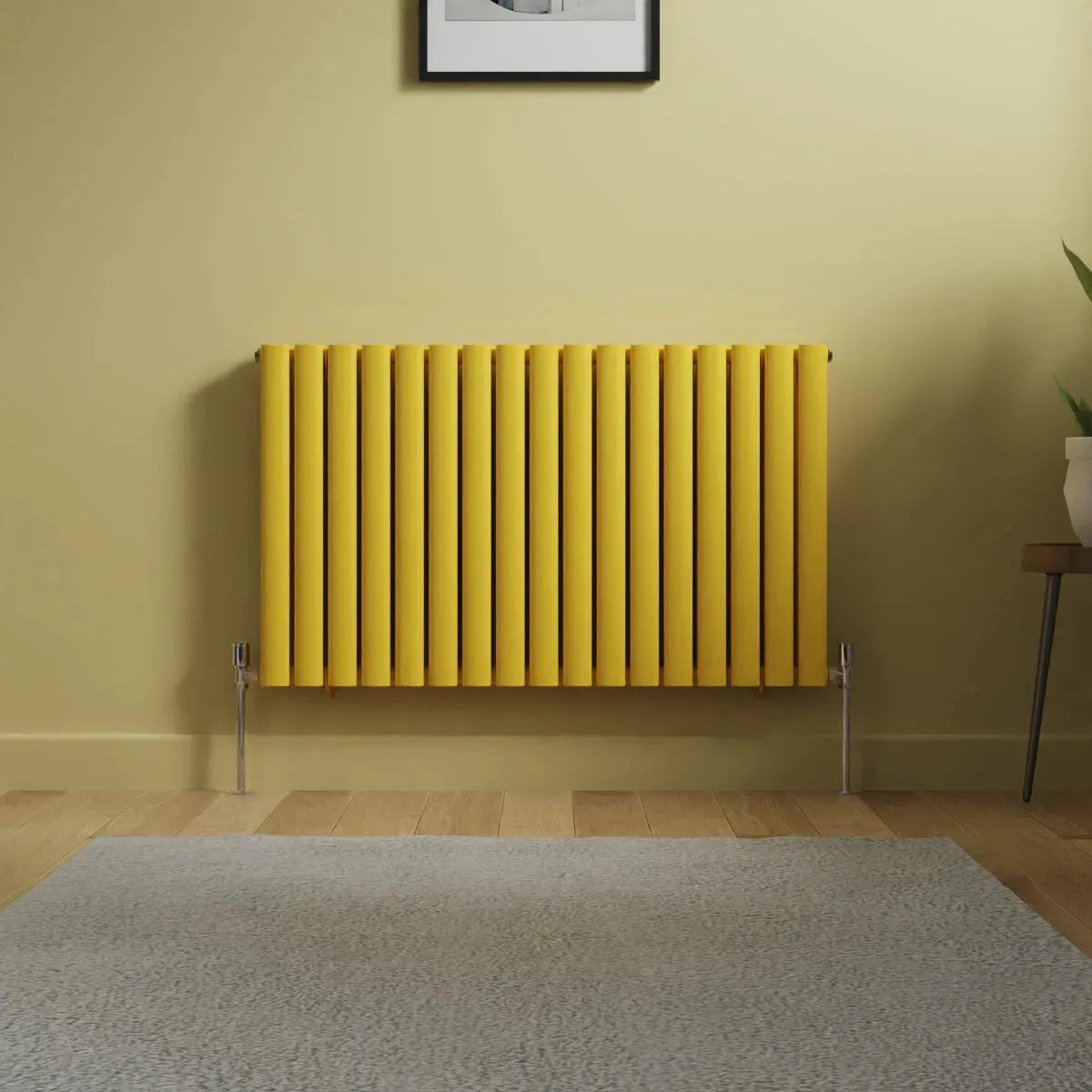 Cuneo - Modern horizontal oval tube radiator zinc yellow