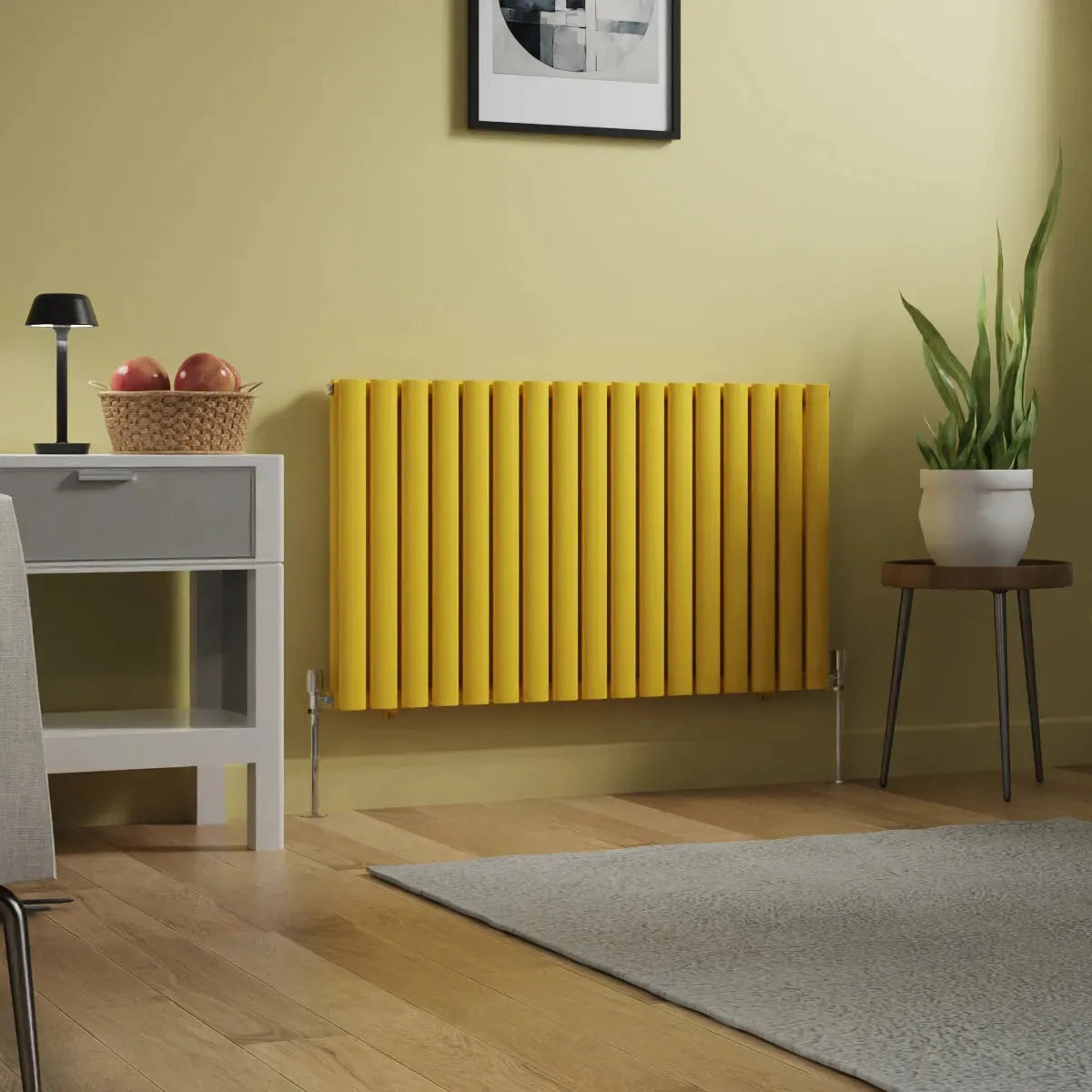 Cuneo - Modern horizontal oval tube radiator zinc yellow