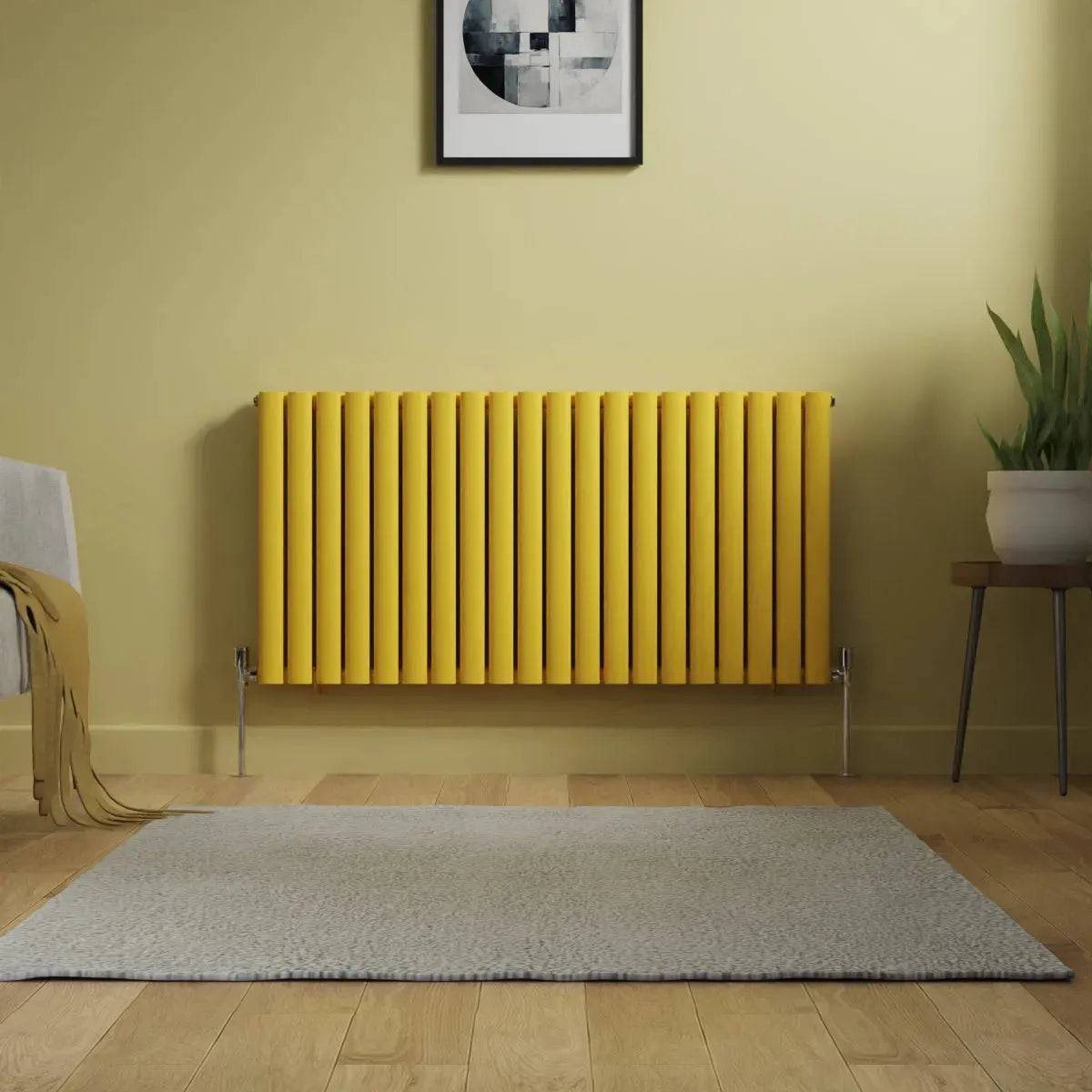 Cuneo - Modern horizontal oval tube radiator zinc yellow