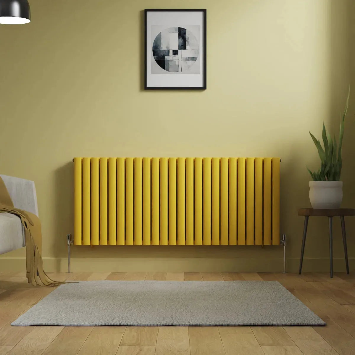 Cuneo - Modern horizontal oval tube radiator zinc yellow