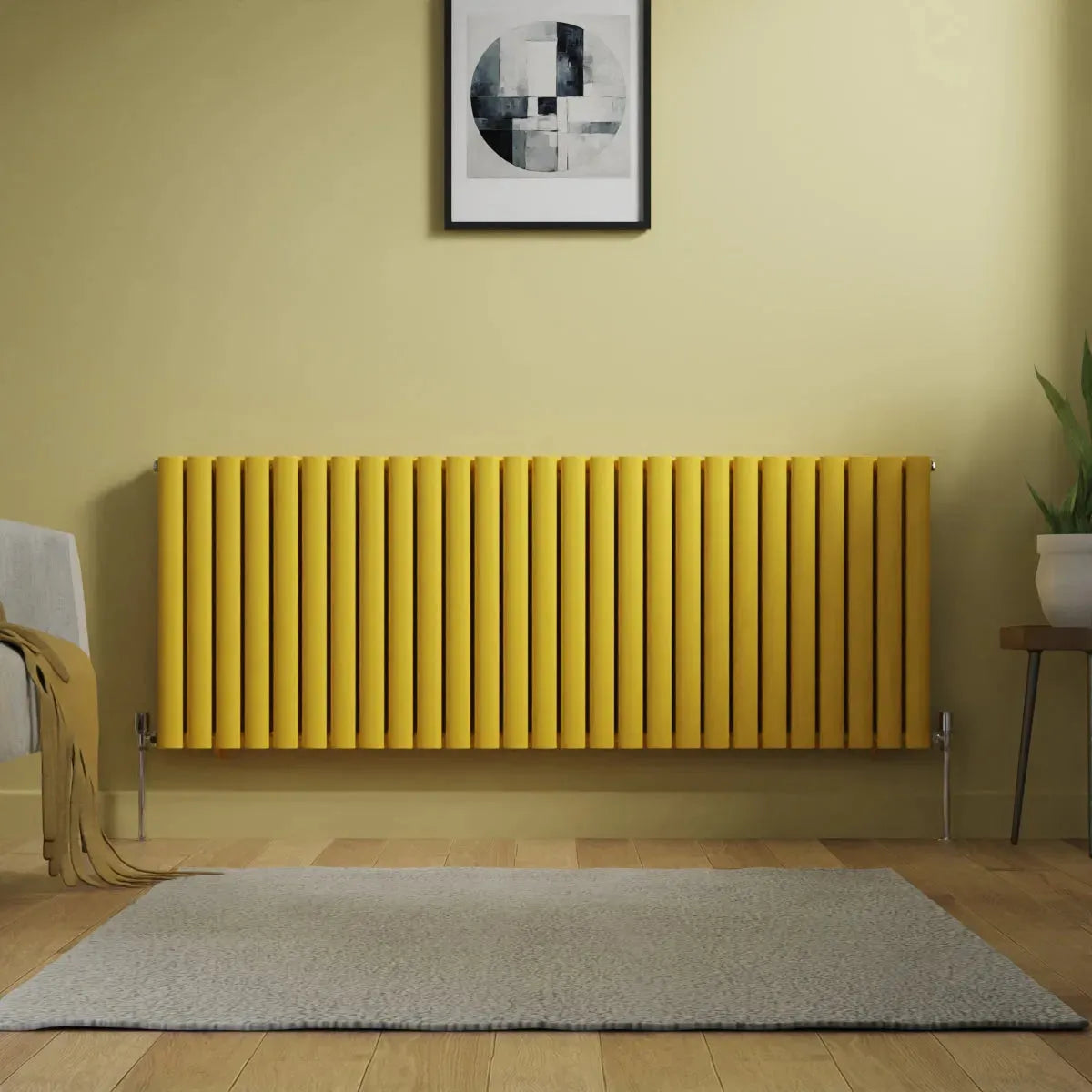 Cuneo - Modern horizontal oval tube radiator zinc yellow