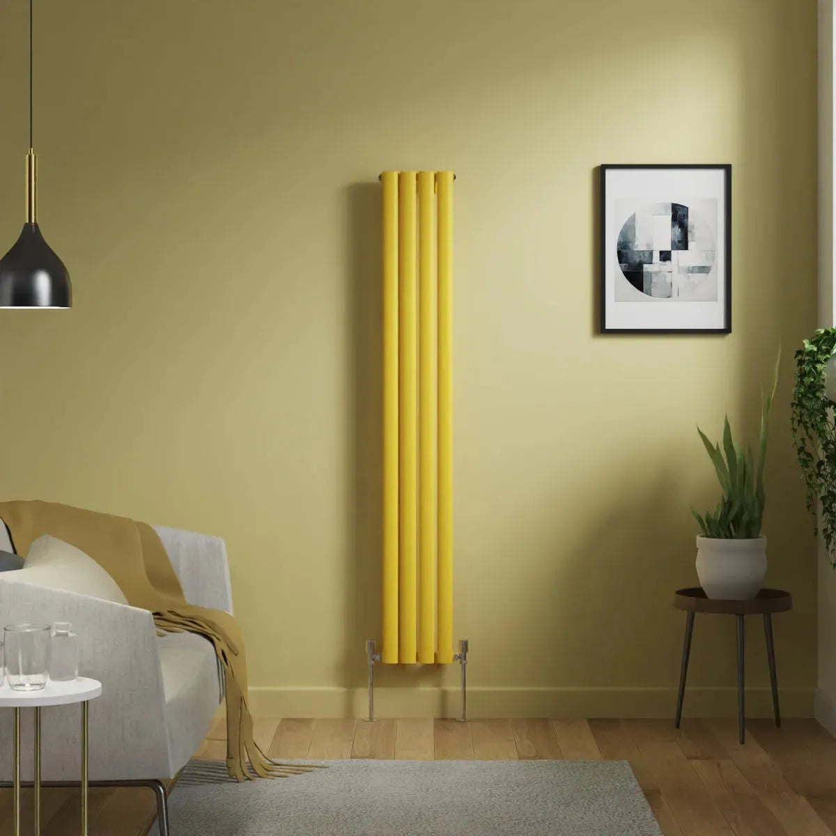 Cuneo - Modern vertical oval tube radiator zinc yellow