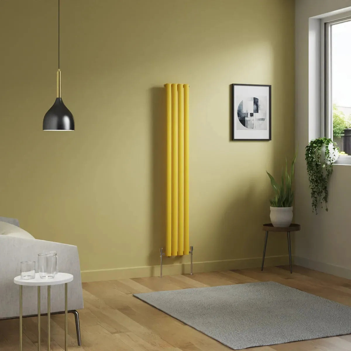 Cuneo - Modern vertical oval tube radiator zinc yellow