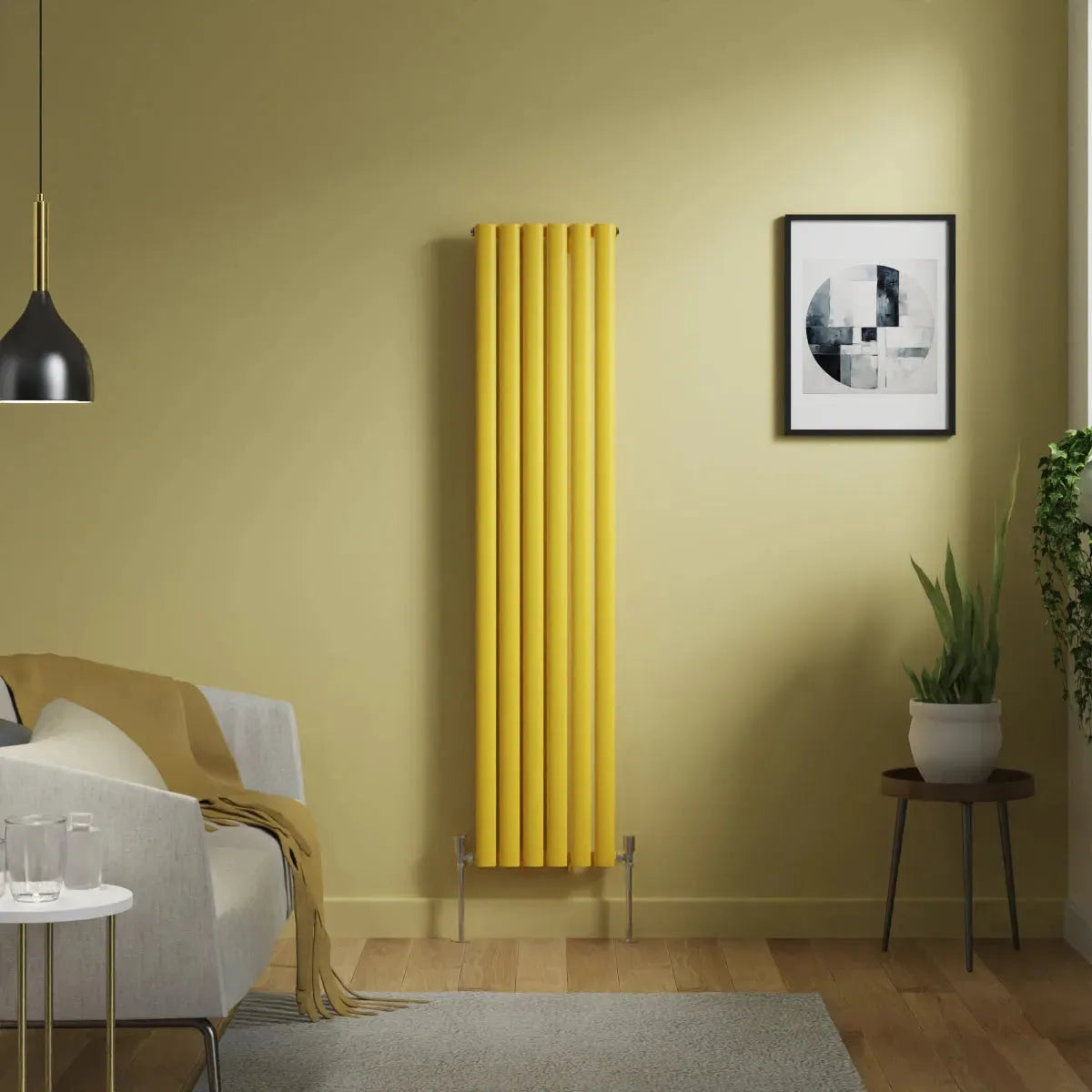 Cuneo - Modern vertical oval tube radiator zinc yellow