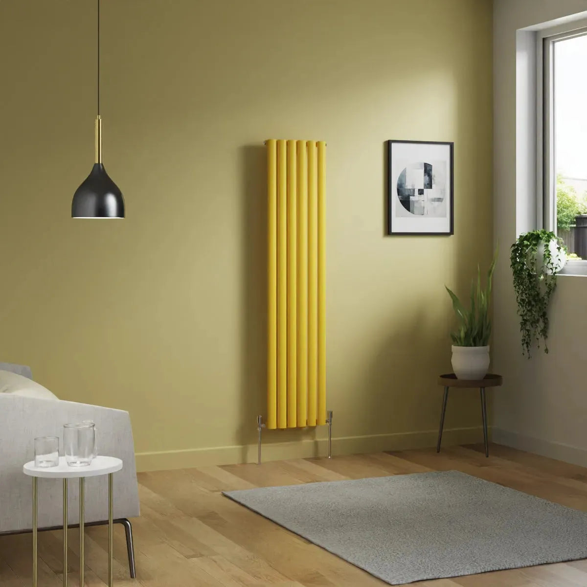 Cuneo - Modern vertical oval tube radiator zinc yellow