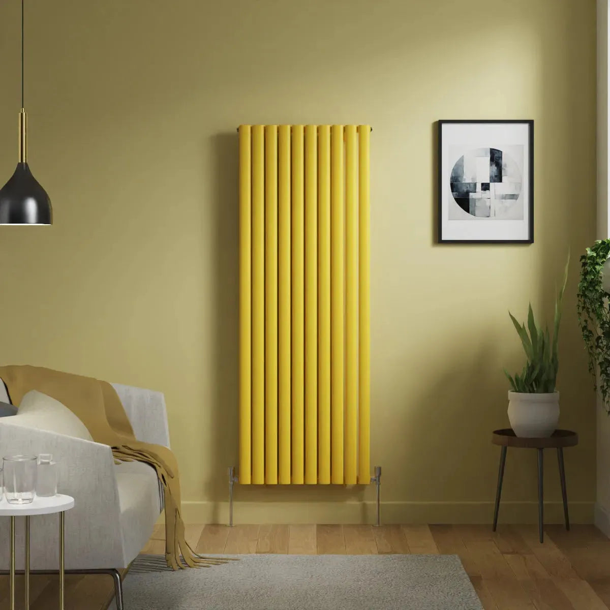 Cuneo - Modern vertical oval tube radiator zinc yellow