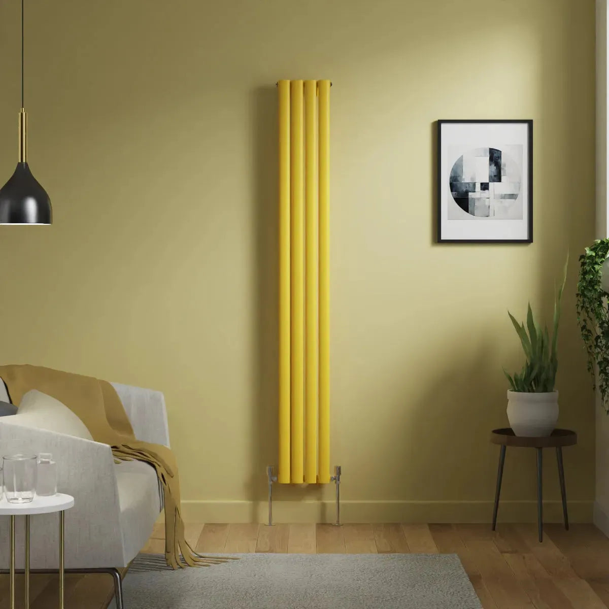 Cuneo - Modern vertical oval tube radiator zinc yellow