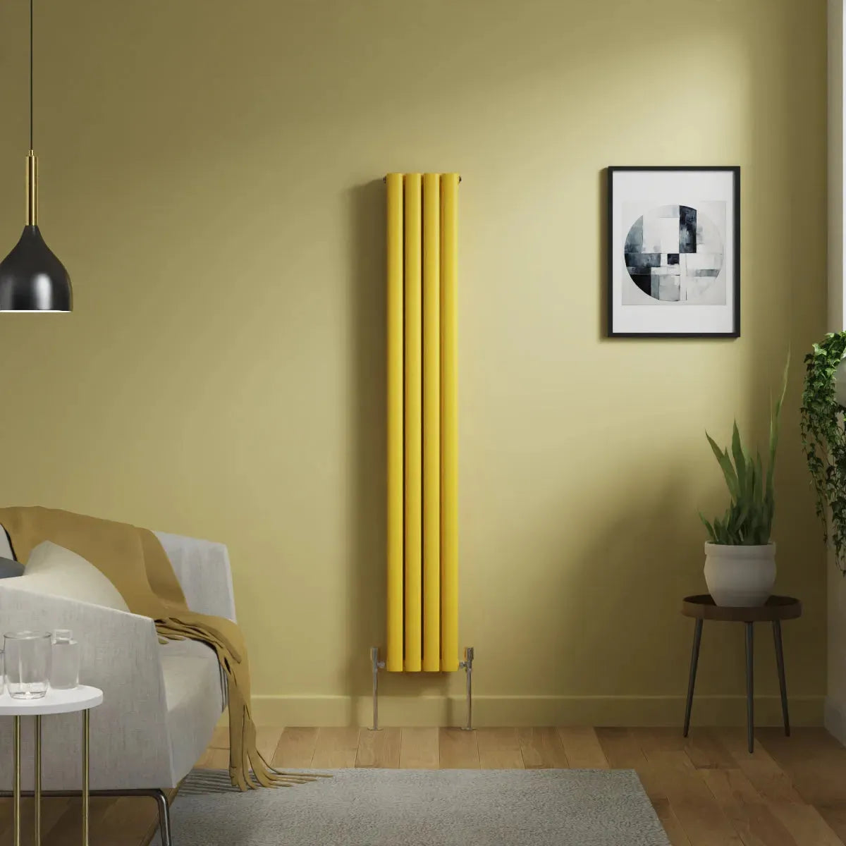 Cuneo - Modern vertical oval tube radiator zinc yellow