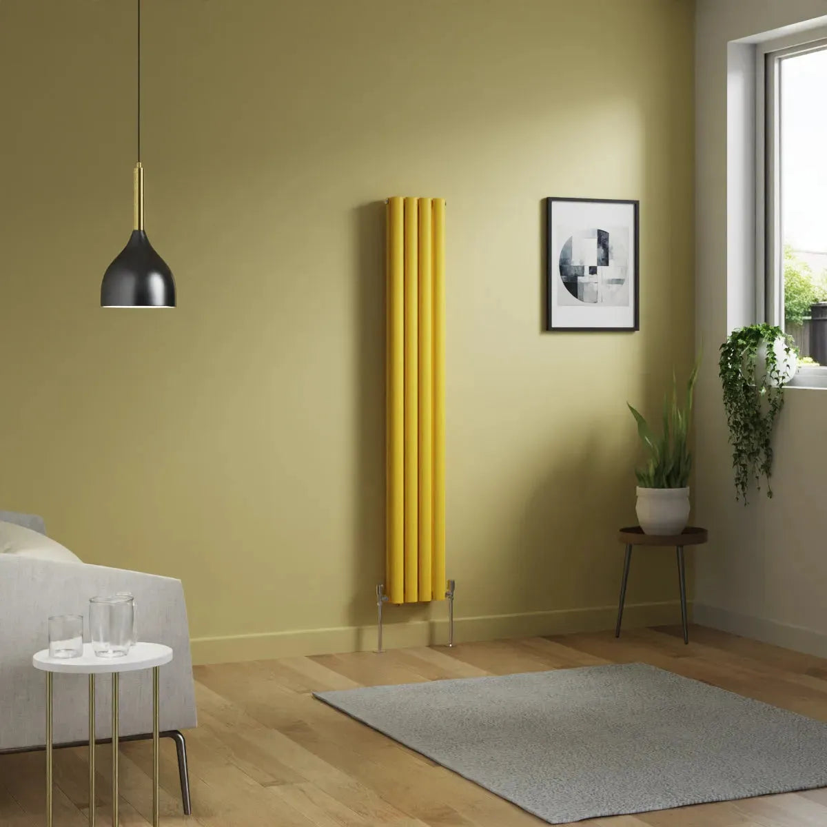 Cuneo - Modern vertical oval tube radiator zinc yellow