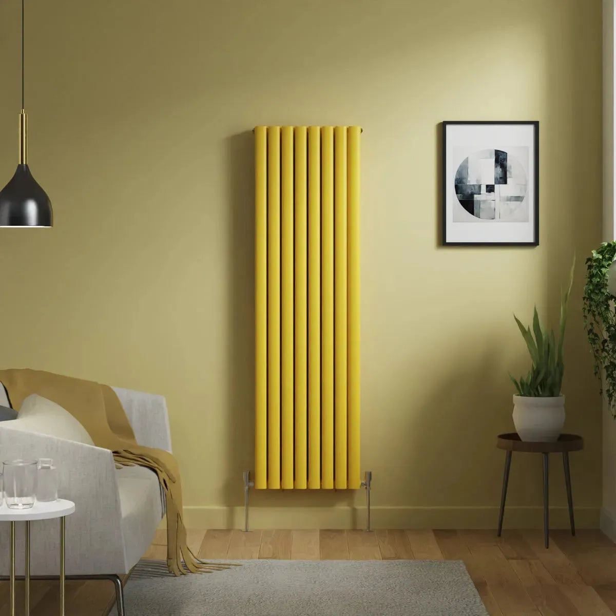 Cuneo - Modern vertical oval tube radiator zinc yellow