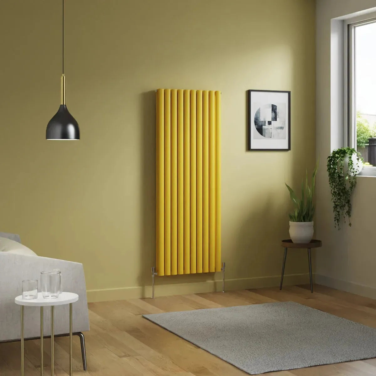 Cuneo - Modern vertical oval tube radiator zinc yellow