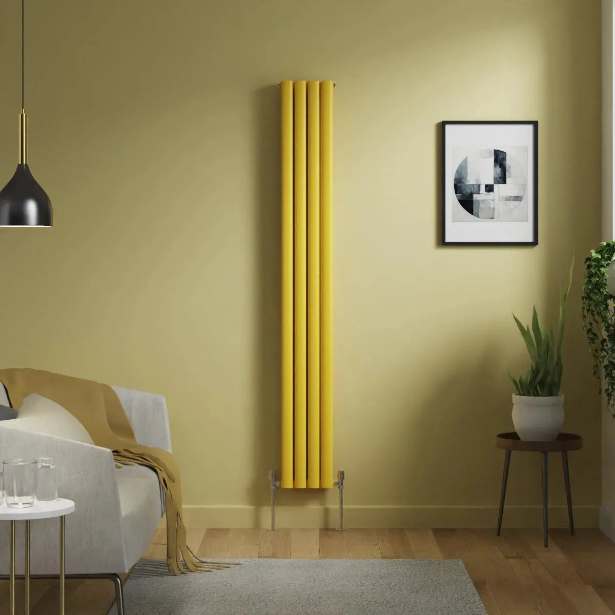 Cuneo - Modern vertical oval tube radiator zinc yellow