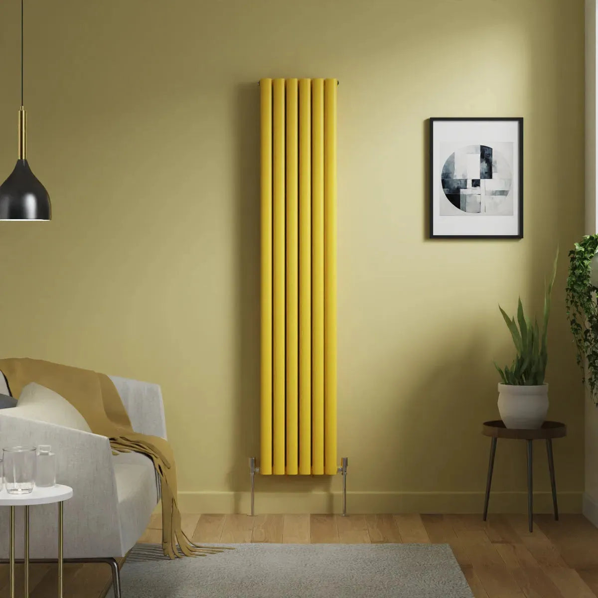 Cuneo - Modern vertical oval tube radiator zinc yellow