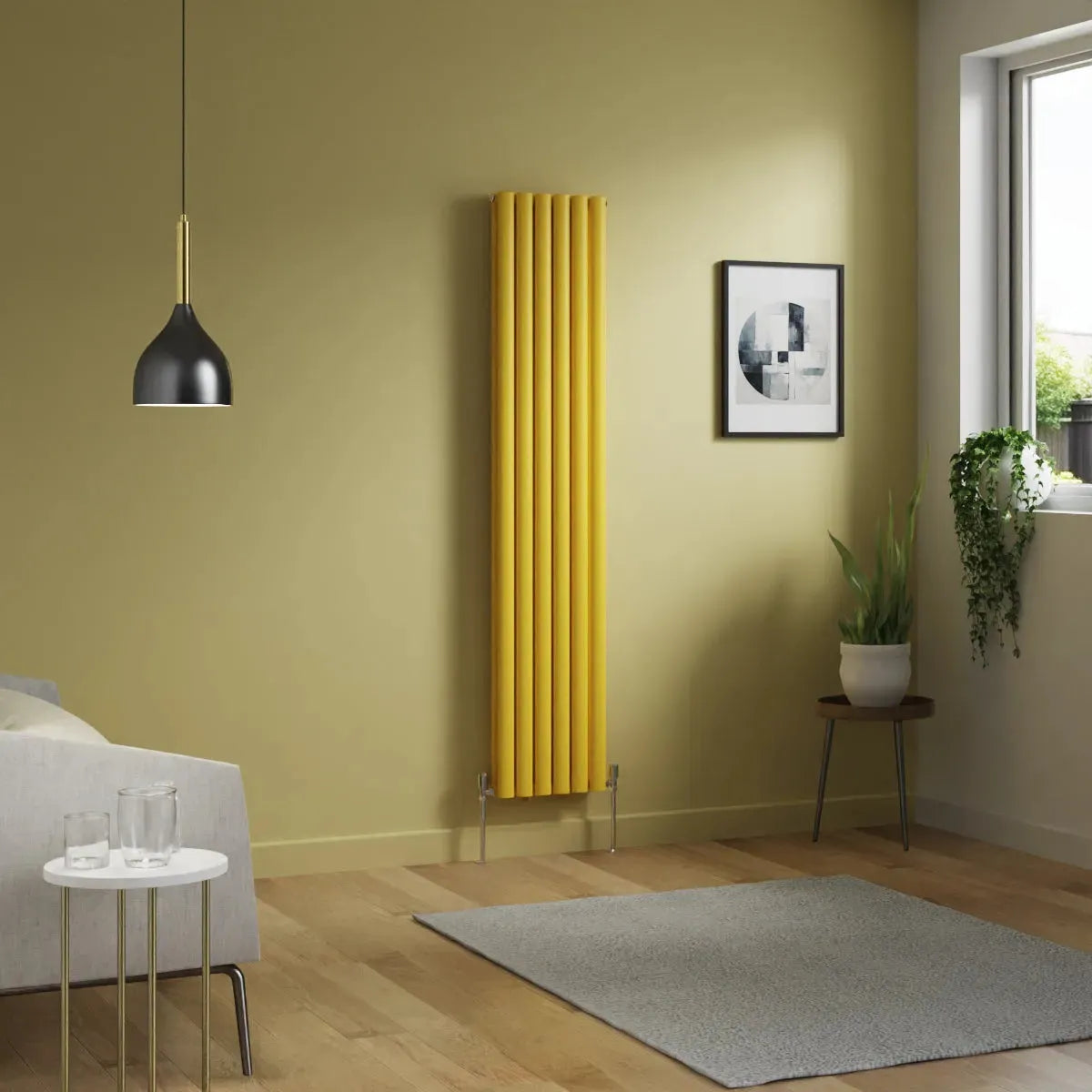 Cuneo - Modern vertical oval tube radiator zinc yellow