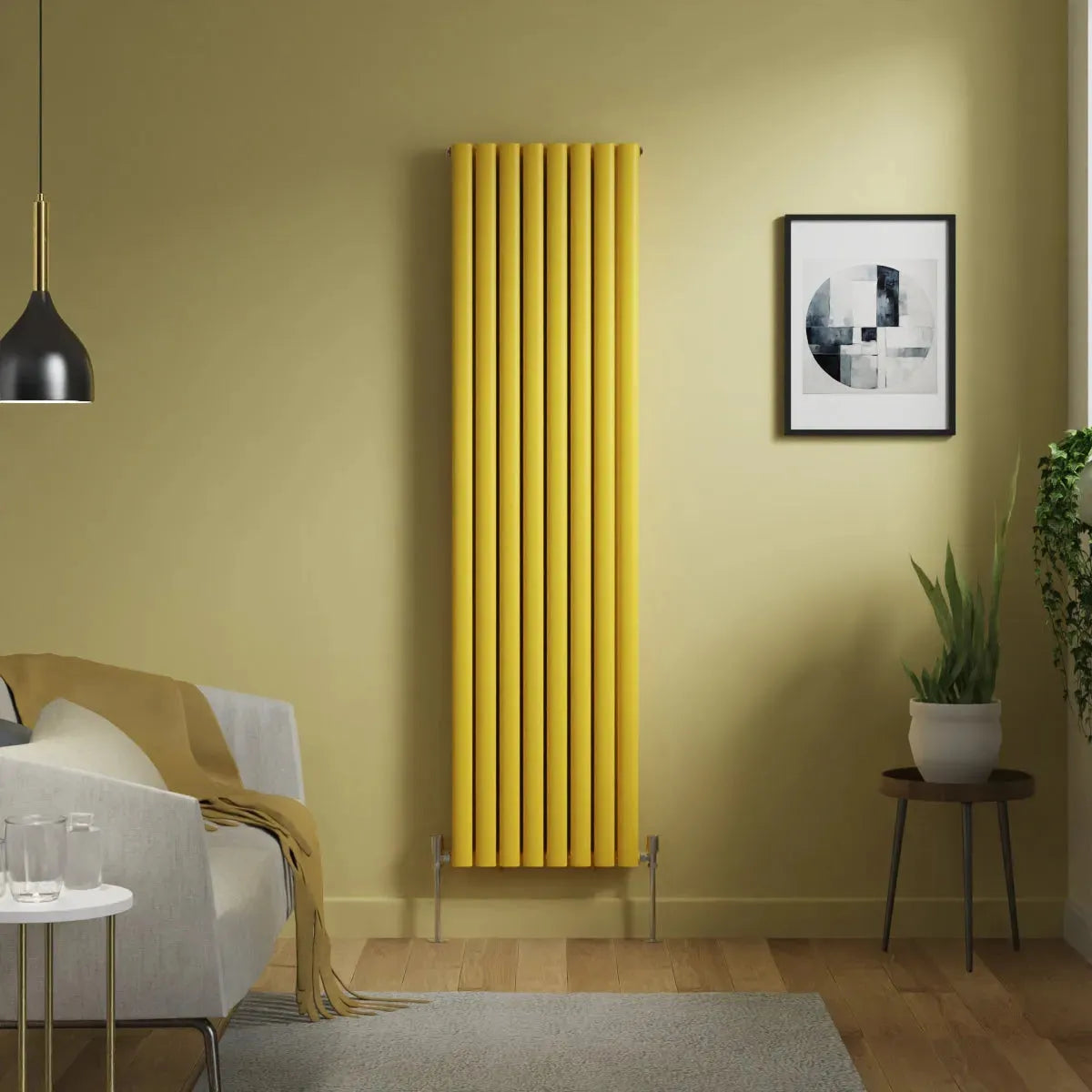 Cuneo - Modern vertical oval tube radiator zinc yellow