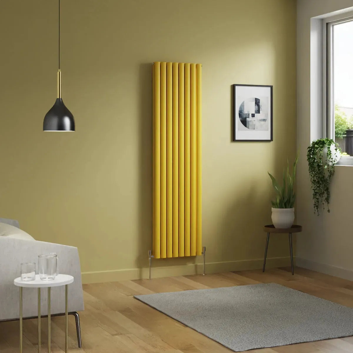 Cuneo - Modern vertical oval tube radiator zinc yellow