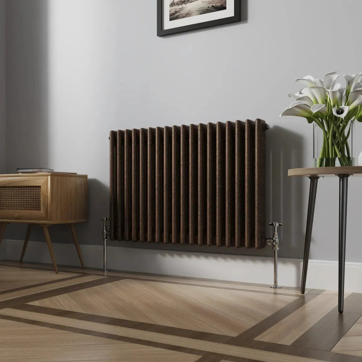 Ferentino - Traditional horizontal column radiator blackened copper