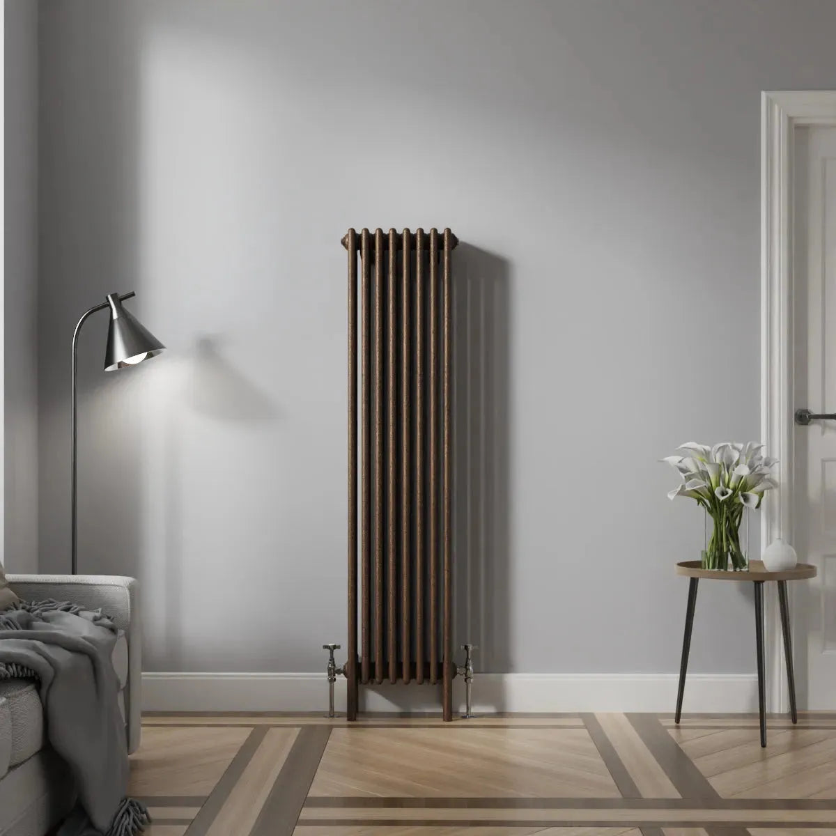 Ferentino - Traditional vertical column radiator blackened copper