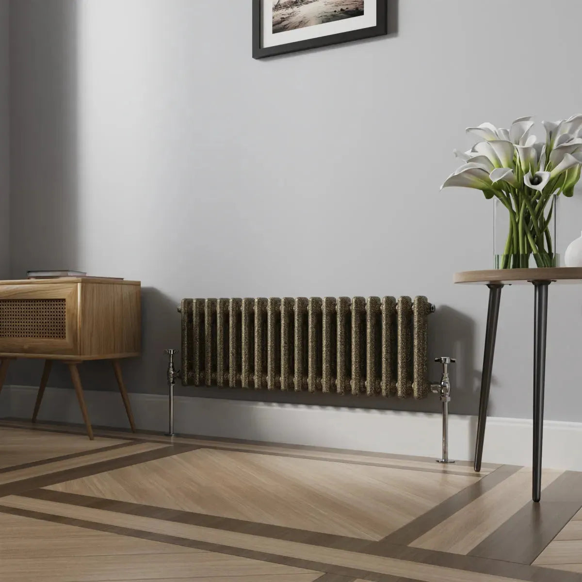 Ferentino - Traditional horizontal column radiator blackened gold