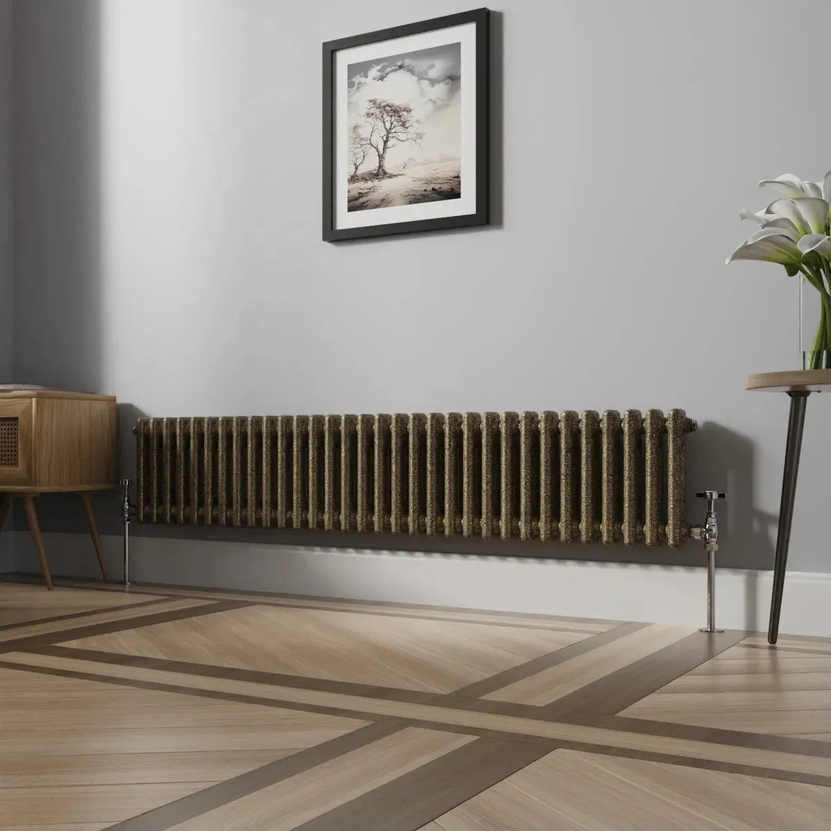 Ferentino - Traditional horizontal column radiator blackened gold