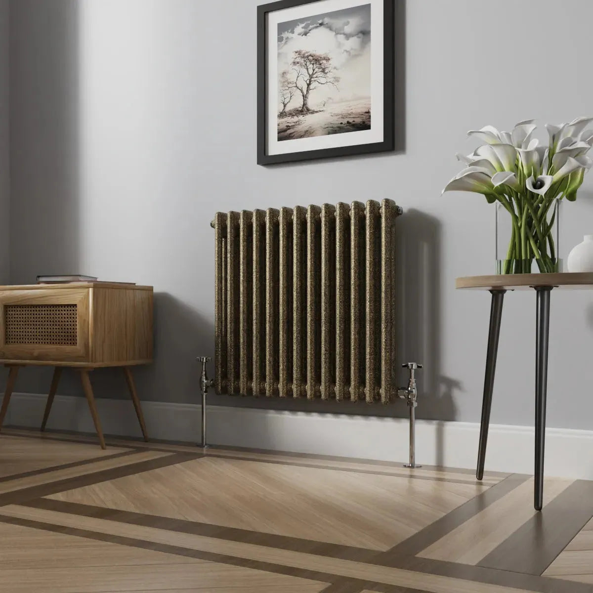 Ferentino - Traditional horizontal column radiator blackened gold