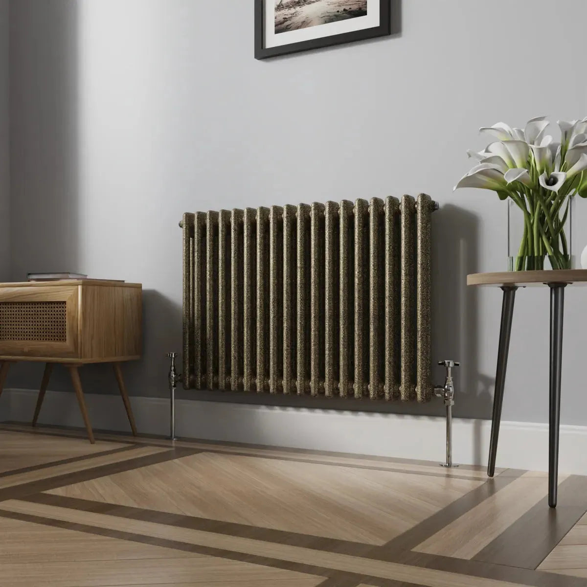 Ferentino - Traditional horizontal column radiator blackened gold