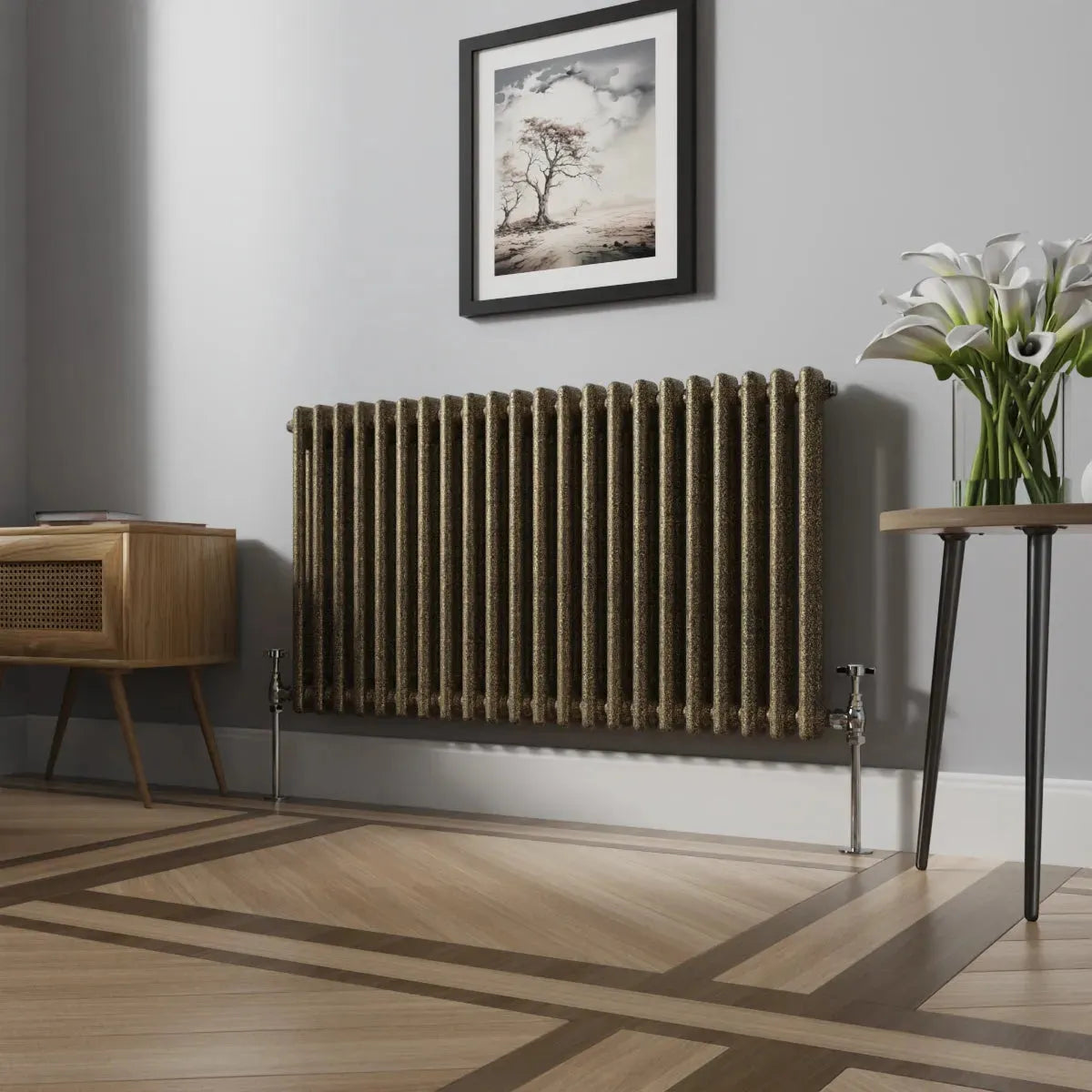 Ferentino - Traditional horizontal column radiator blackened gold