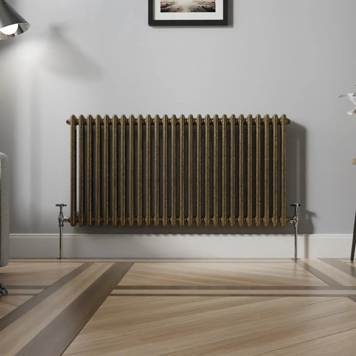 Ferentino - Traditional horizontal column radiator blackened gold