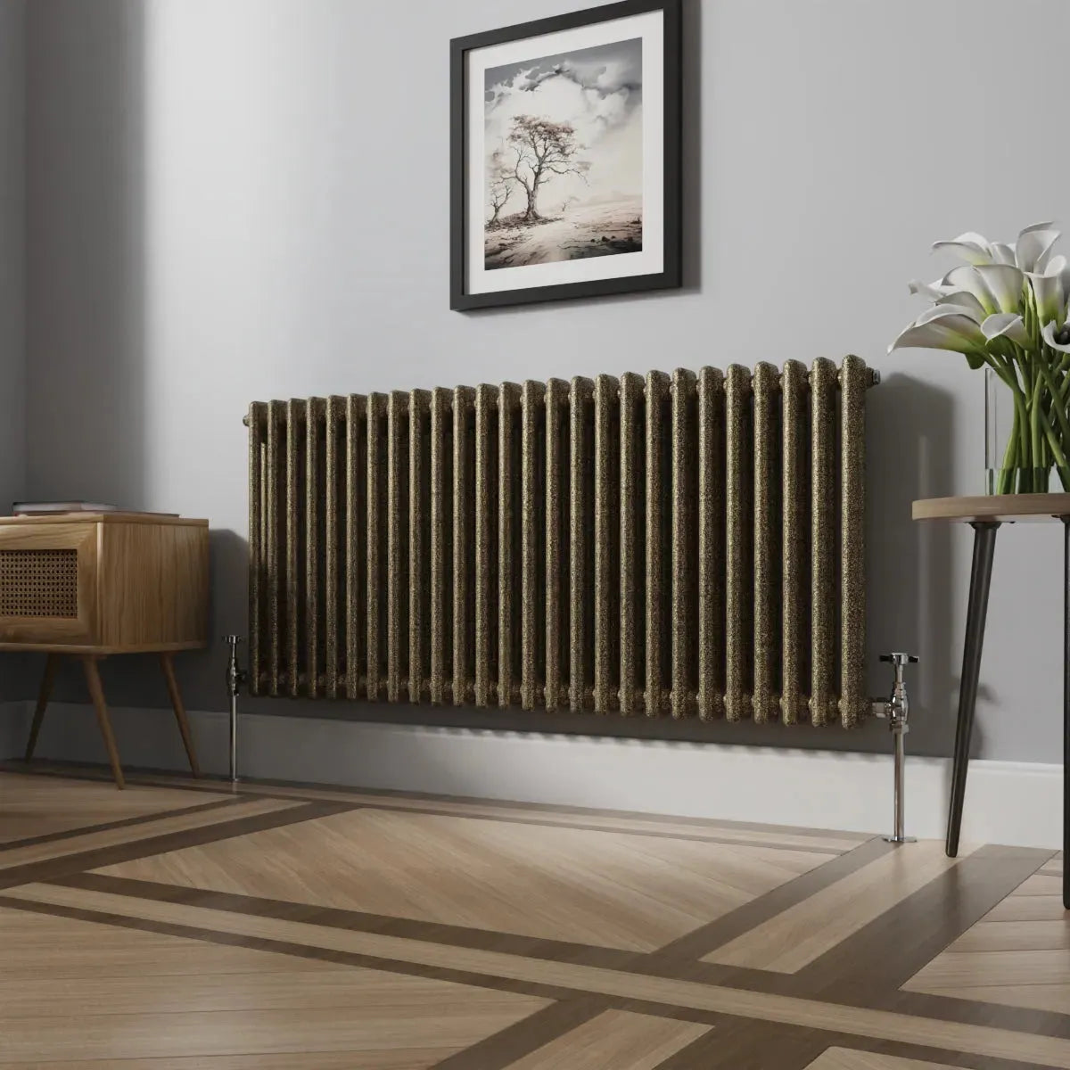 Ferentino - Traditional horizontal column radiator blackened gold