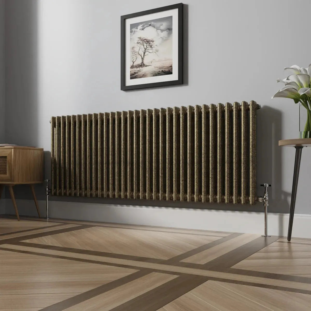 Ferentino - Traditional horizontal column radiator blackened gold