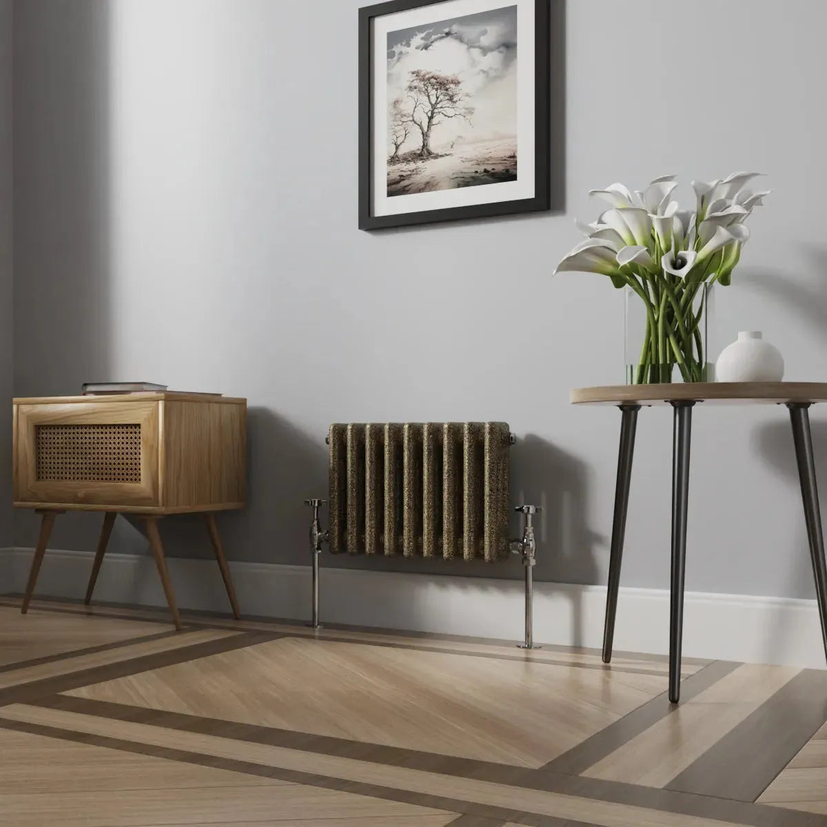 Ferentino - Traditional horizontal column radiator blackened gold