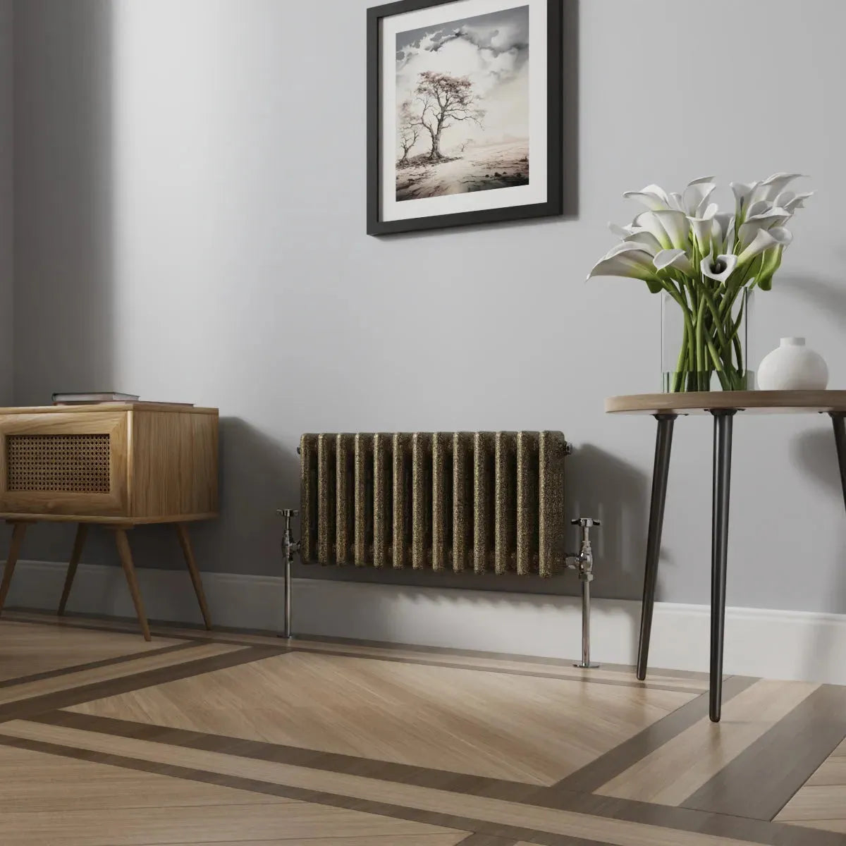 Ferentino - Traditional horizontal column radiator blackened gold