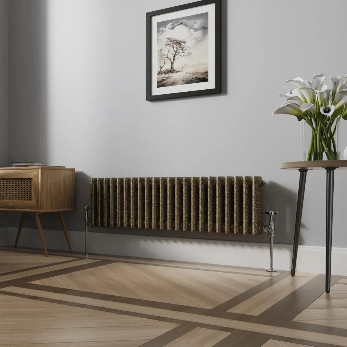 Ferentino - Traditional horizontal column radiator blackened gold