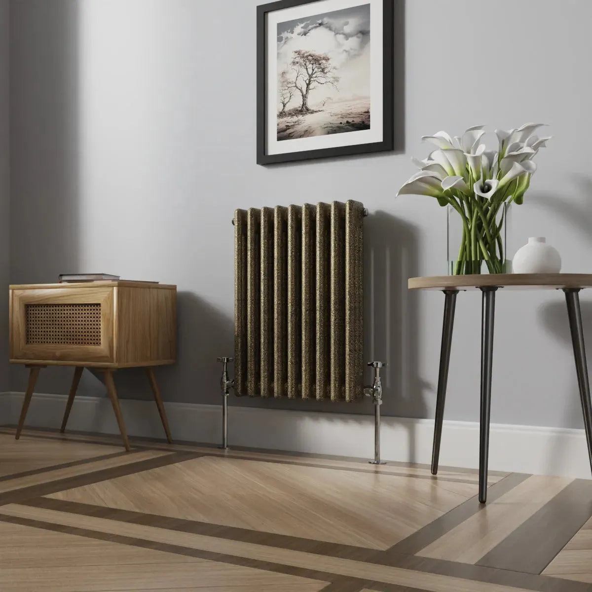 Ferentino - Traditional horizontal column radiator blackened gold