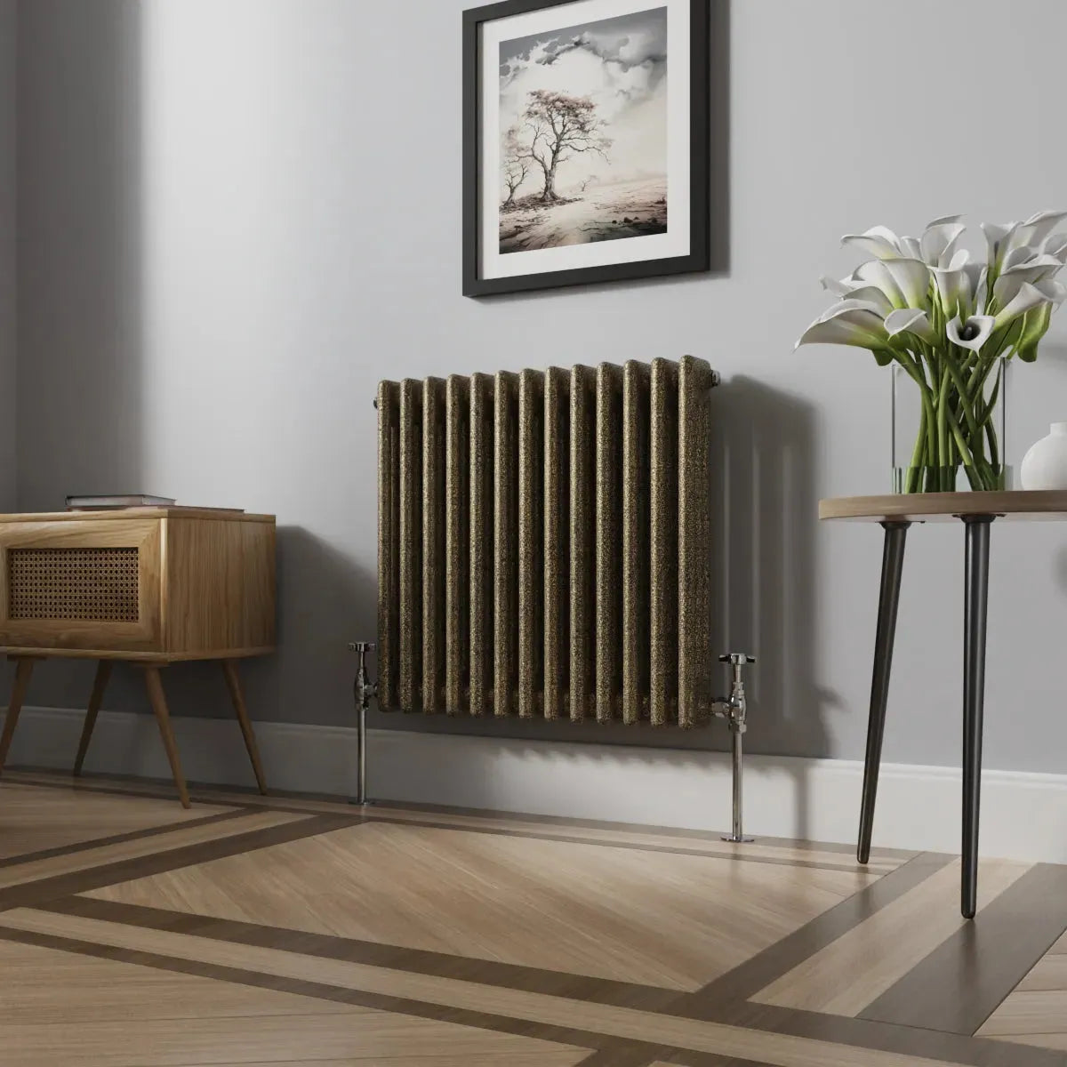 Ferentino - Traditional horizontal column radiator blackened gold